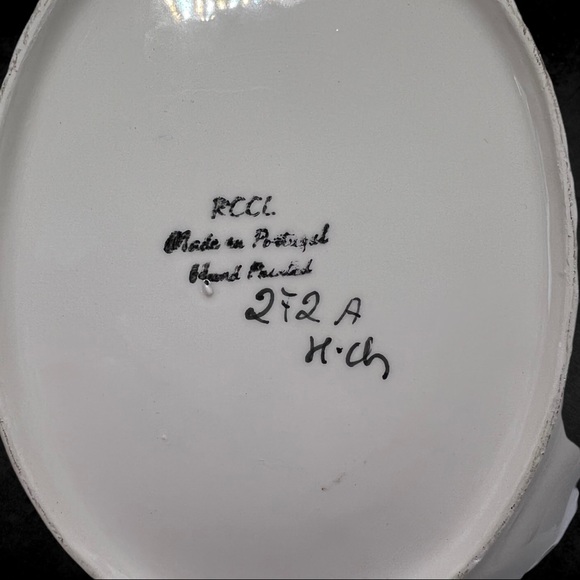 Vintage RCCL Portugal Hand-painted Floral Ceramic Scalloped Lattice Bowl - Picture 9 of 10